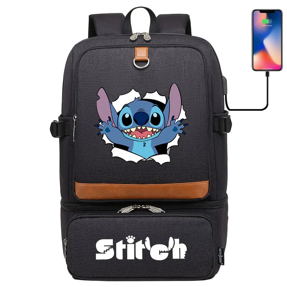 Stitch Girl Boys Kids Teenagers Schoolbags Insulated Compartment USB Waterproof Cooler Backpack Women Picnic Lunch Bag