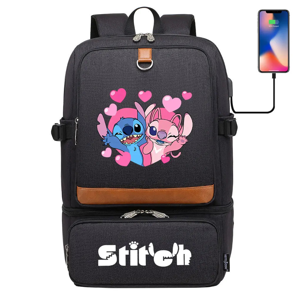 Stitch Girl Boys Kids Teenagers Schoolbags Insulated Compartment USB Waterproof Cooler Backpack Women Picnic Lunch Bag