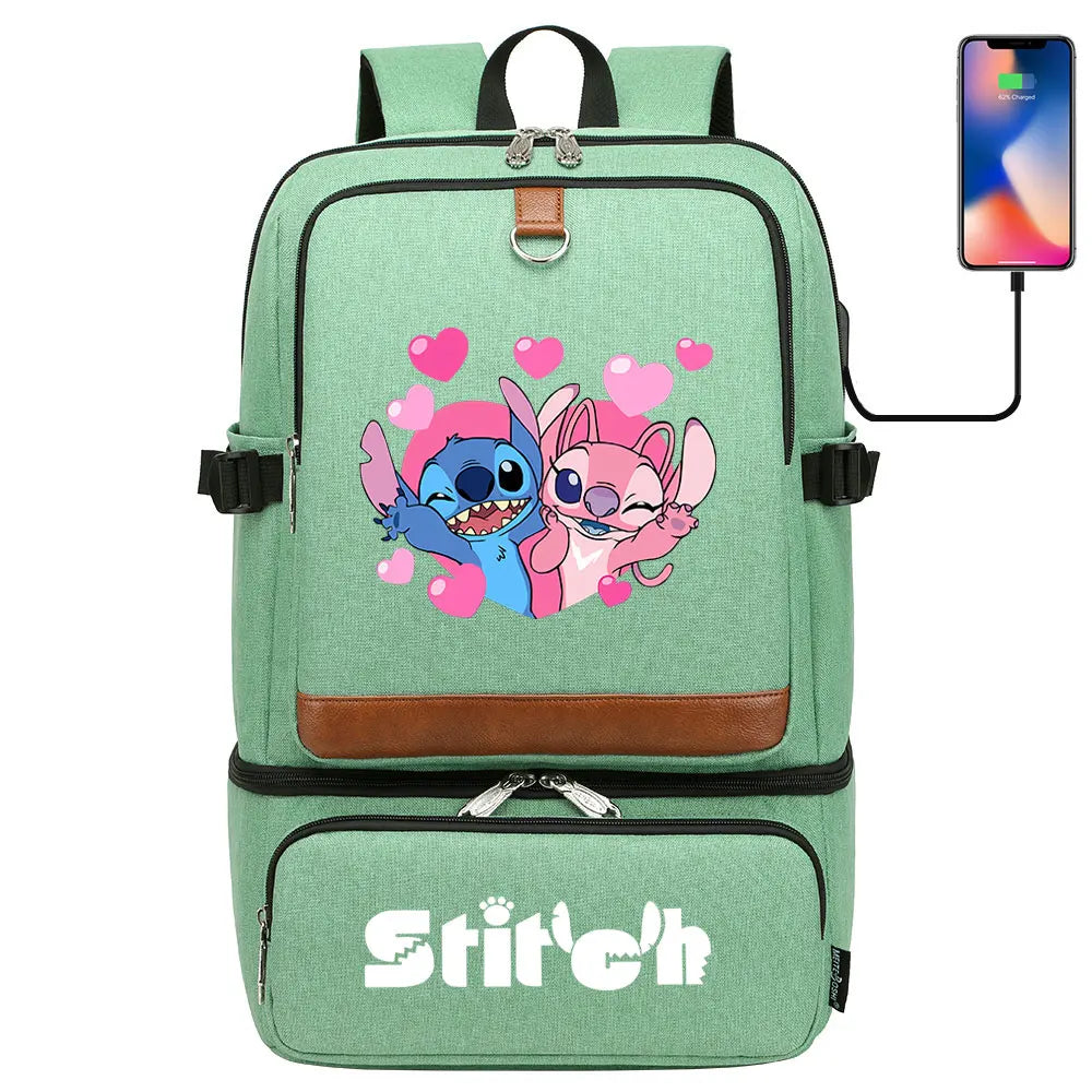 Stitch Girl Boys Kids Teenagers Schoolbags Insulated Compartment USB Waterproof Cooler Backpack Women Picnic Lunch Bag
