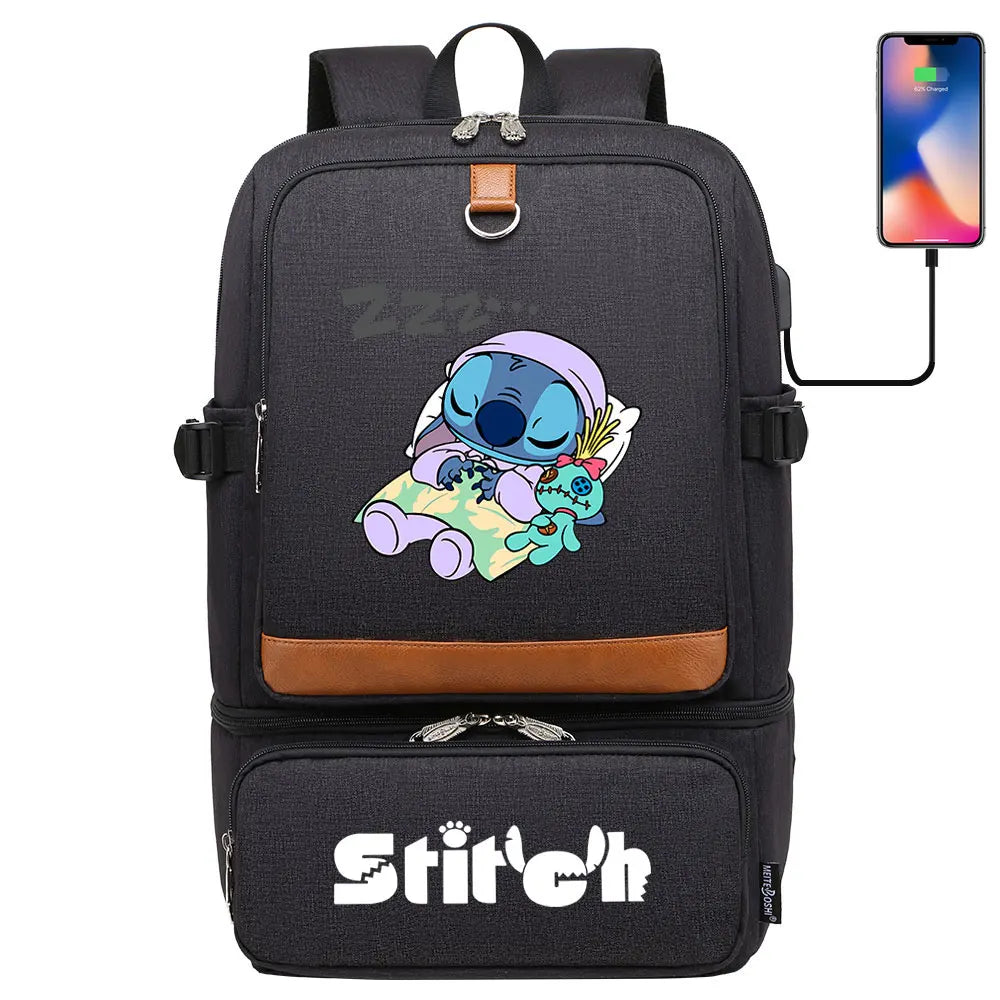 Stitch Girl Boys Kids Teenagers Schoolbags Insulated Compartment USB Waterproof Cooler Backpack Women Picnic Lunch Bag