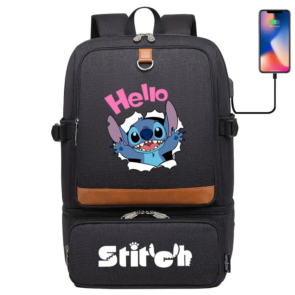 Stitch Girl Boys Kids Teenagers Schoolbags Insulated Compartment USB Waterproof Cooler Backpack Women Picnic Lunch Bag
