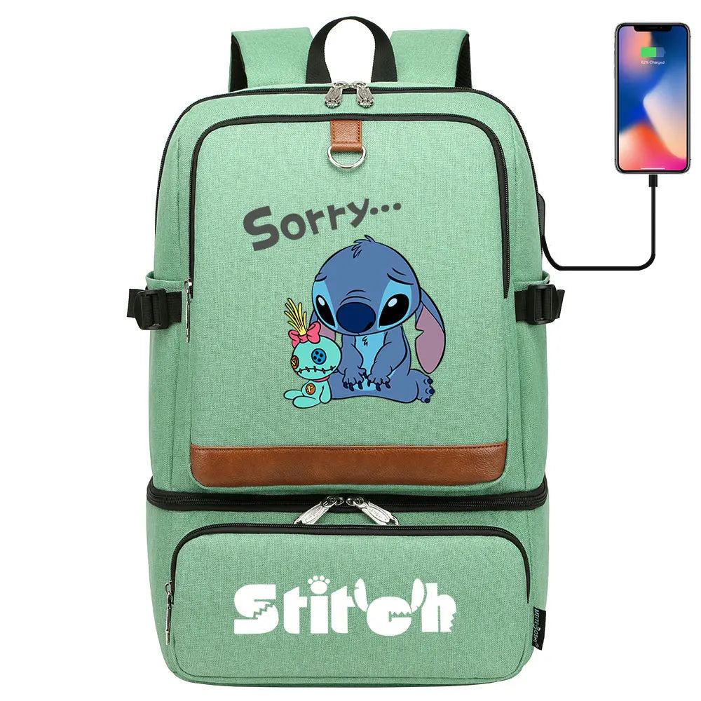 Stitch Girl Boys Kids Teenagers Schoolbags Insulated Compartment USB Waterproof Cooler Backpack Women Picnic Lunch Bag