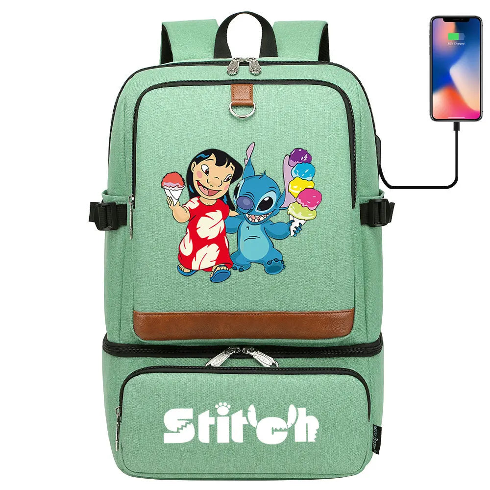 Stitch Girl Boys Kids Teenagers Schoolbags Insulated Compartment USB Waterproof Cooler Backpack Women Picnic Lunch Bag