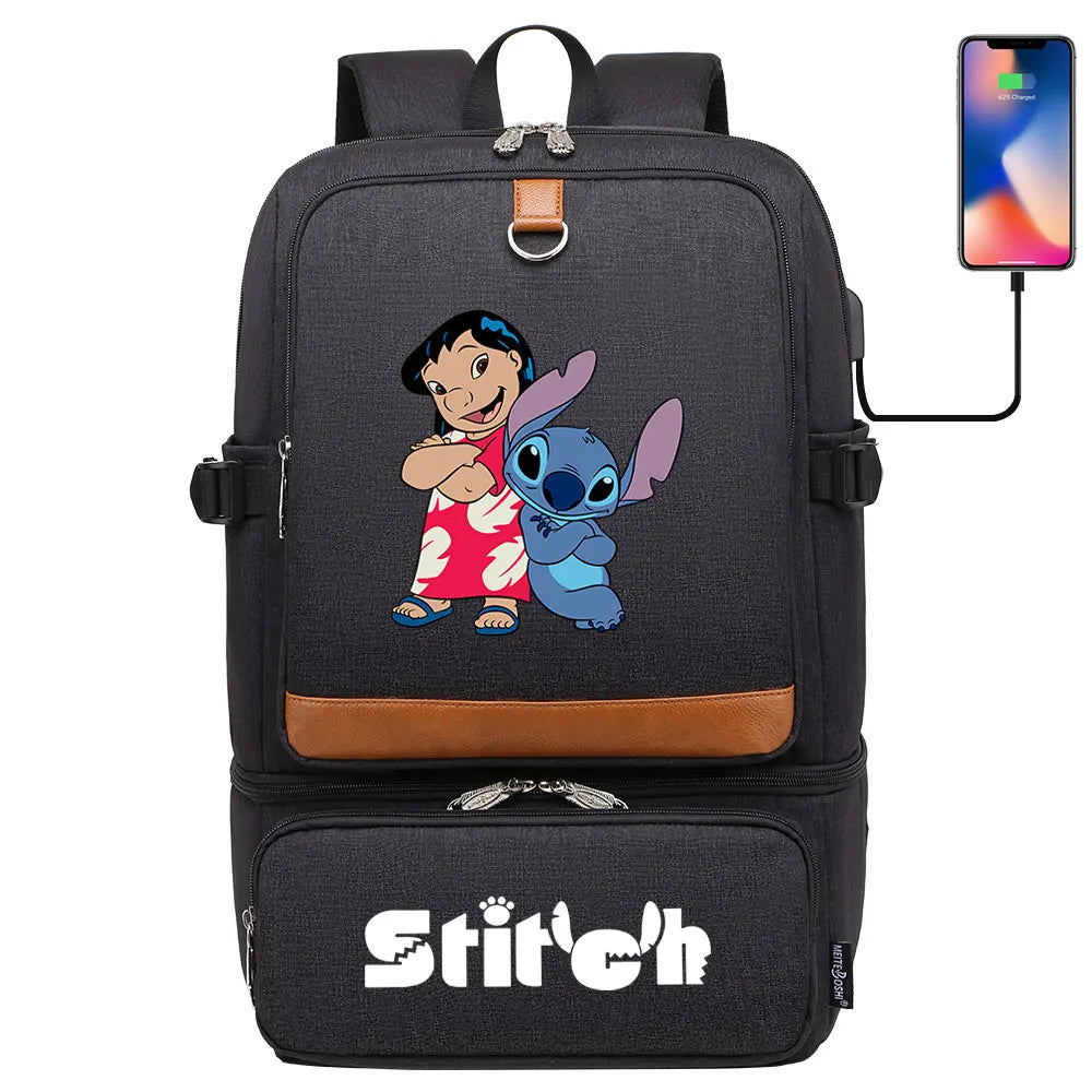 Stitch Girl Boys Kids Teenagers Schoolbags Insulated Compartment USB Waterproof Cooler Backpack Women Picnic Lunch Bag
