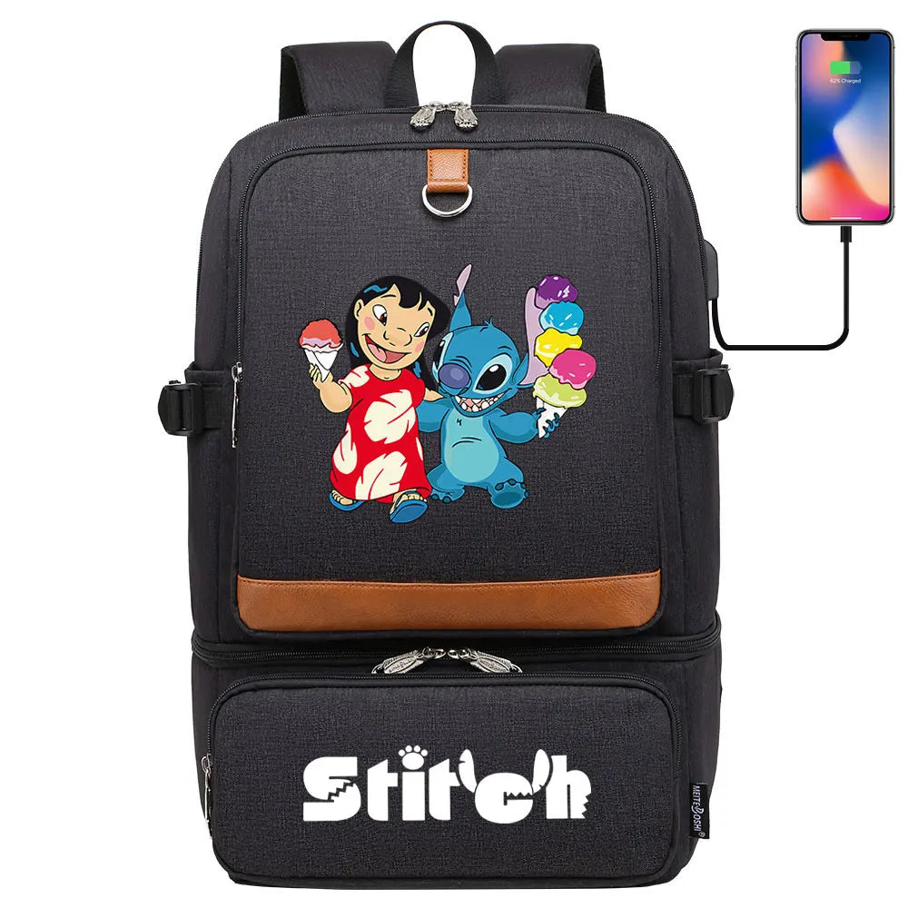 Stitch Girl Boys Kids Teenagers Schoolbags Insulated Compartment USB Waterproof Cooler Backpack Women Picnic Lunch Bag