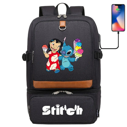 Stitch Girl Boys Kids Teenagers Schoolbags Insulated Compartment USB Waterproof Cooler Backpack Women Picnic Lunch Bag