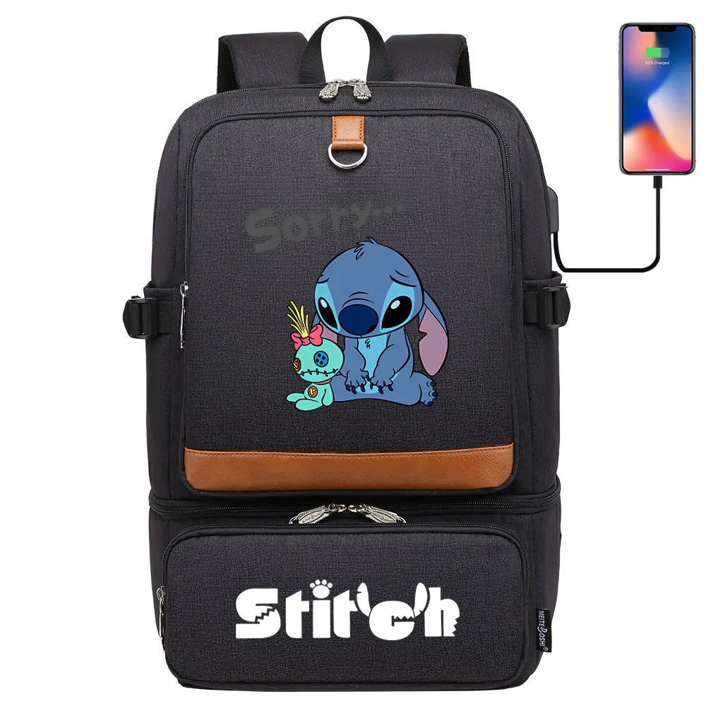 Stitch Girl Boys Kids Teenagers Schoolbags Insulated Compartment USB Waterproof Cooler Backpack Women Picnic Lunch Bag