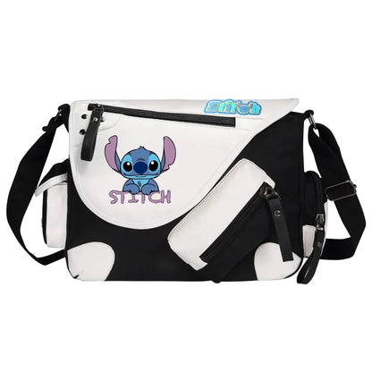Stitch Printed Women Canvas Casual Zipper Men Shoulder Bag Crossbody Bags Boys Girls Kids Schoolbags Messenger Bag