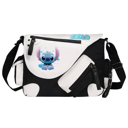 Stitch Printed Women Canvas Casual Zipper Men Shoulder Bag Crossbody Bags Boys Girls Kids Schoolbags Messenger Bag