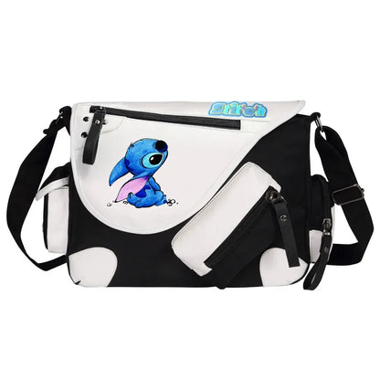 Stitch Printed Women Canvas Casual Zipper Men Shoulder Bag Crossbody Bags Boys Girls Kids Schoolbags Messenger Bag