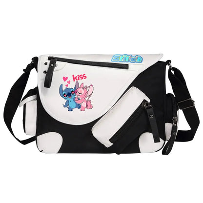 Stitch Printed Women Canvas Casual Zipper Men Shoulder Bag Crossbody Bags Boys Girls Kids Schoolbags Messenger Bag