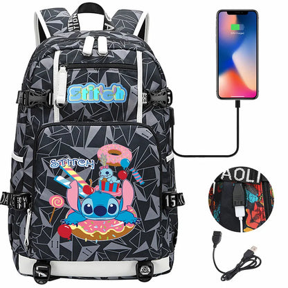 Stitch USB Large Capacity Teenagers Student Schoolbags Women Men Laptop Travel Backpack Boy Girl Kids School Book Bags