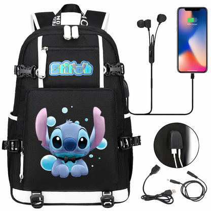 Stitch USB Large Capacity Teenagers Student Schoolbags Women Men Laptop Travel Backpack Boy Girl Kids School Book Bags