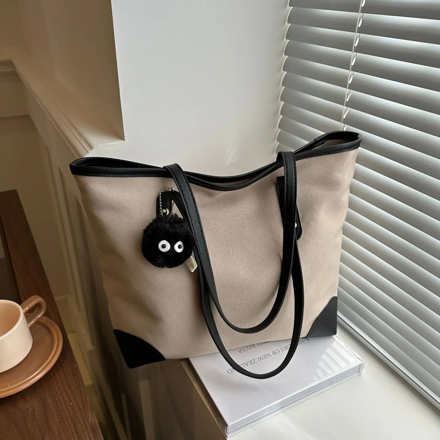 Stitched Retro Tote Bag 2024 New Large Capacity Korean Style Canvas Shoulder Bag Women Bag  Luxury Designer Handbag