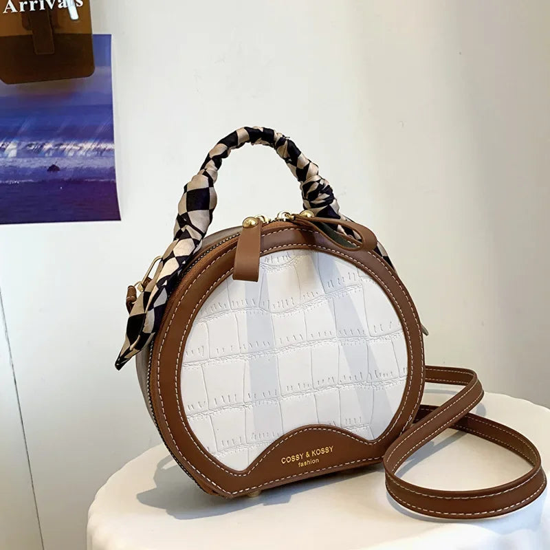 Stone Pattern 2024 New Fashion Texture Handbag Women's Shoulder Crossbody Small Round Bag Designer Bags Luxury Hand Bags