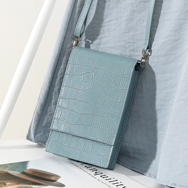 Stone Pattern Mini Flap Phone Bags for Women Lady Crossbody Bag Large Capacity Retro Designer Luxury Blue Brown Messenger Bags