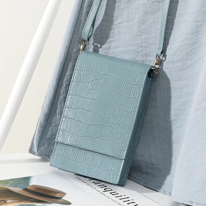 Stone Pattern Mini Flap Phone Bags for Women Lady Crossbody Bag Large Capacity Retro Designer Luxury Blue Brown Messenger Bags