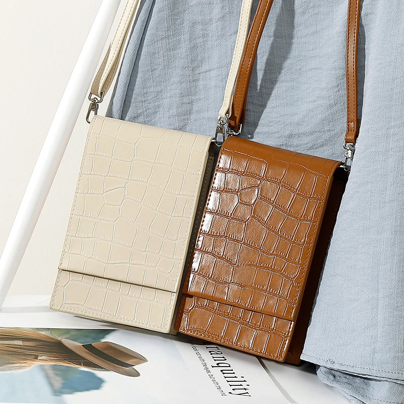 Stone Pattern Mini Flap Phone Bags for Women Lady Crossbody Bag Large Capacity Retro Designer Luxury Blue Brown Messenger Bags