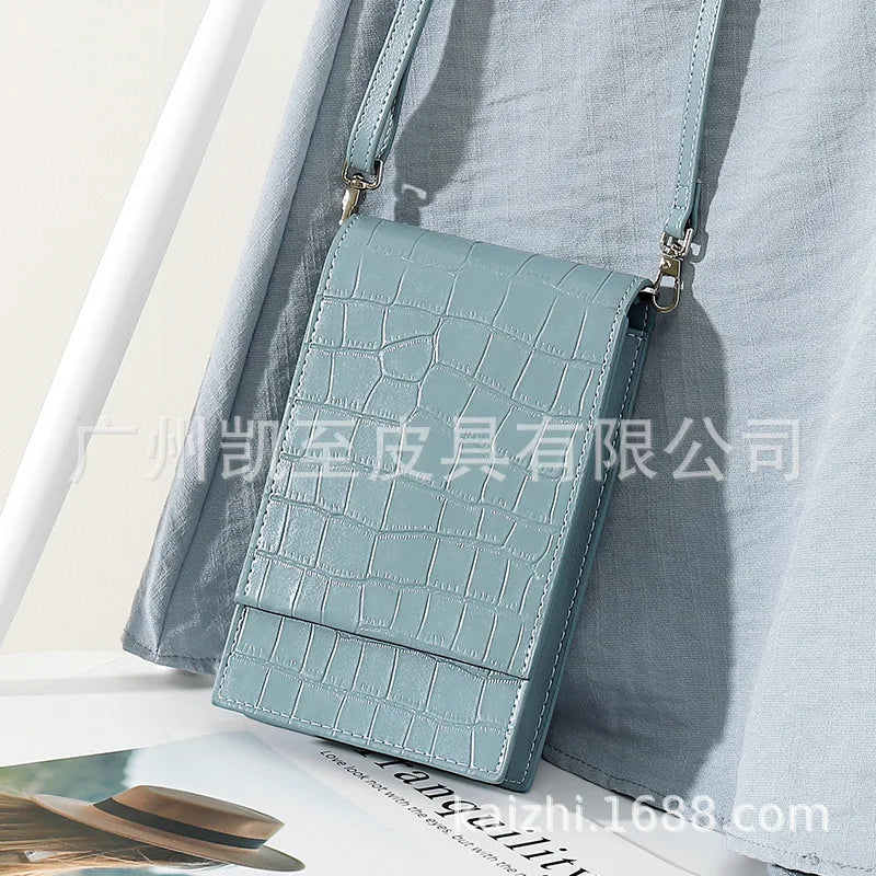 Stone Pattern Mini Flap Phone Bags for Women Lady Crossbody Bag Large Capacity Retro Designer Luxury Blue Brown Messenger Bags