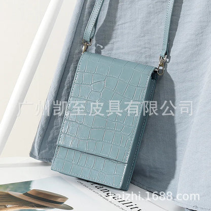 Stone Pattern Mini Flap Phone Bags for Women Lady Crossbody Bag Large Capacity Retro Designer Luxury Blue Brown Messenger Bags