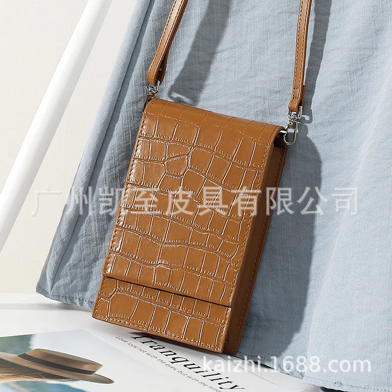 Stone Pattern Mini Flap Phone Bags for Women Lady Crossbody Bag Large Capacity Retro Designer Luxury Blue Brown Messenger Bags