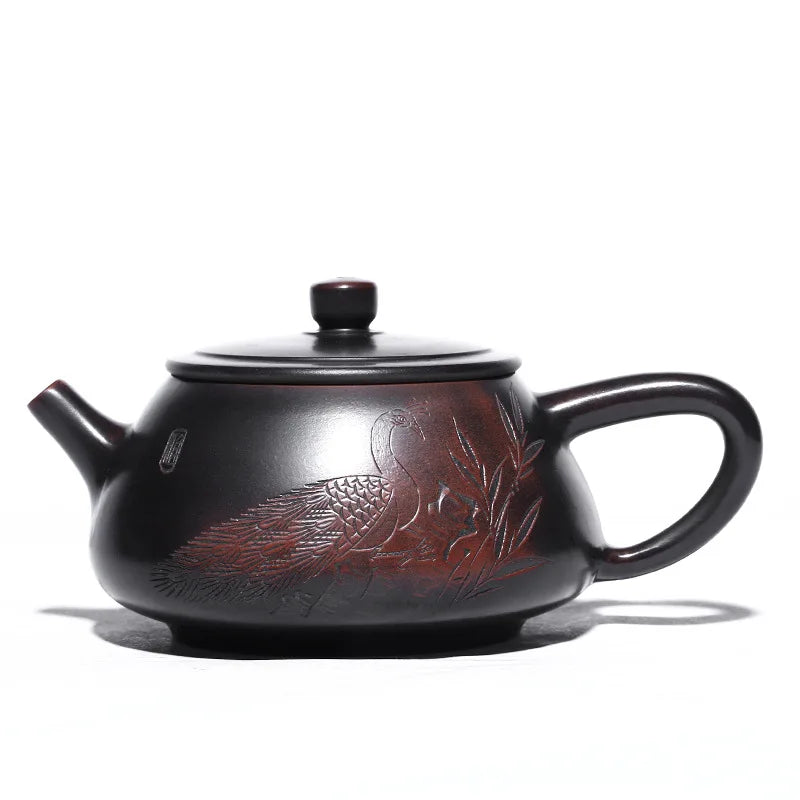 Stone Scoop Pot, Zisha Teapot, Yixing Handmade Pot, Kung-Fu Teaware, Purple Clay Drinkware for Puer Green and Black