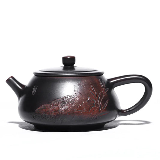 Stone Scoop Pot, Zisha Teapot, Yixing Handmade Pot, Kung-Fu Teaware, Purple Clay Drinkware for Puer Green and Black