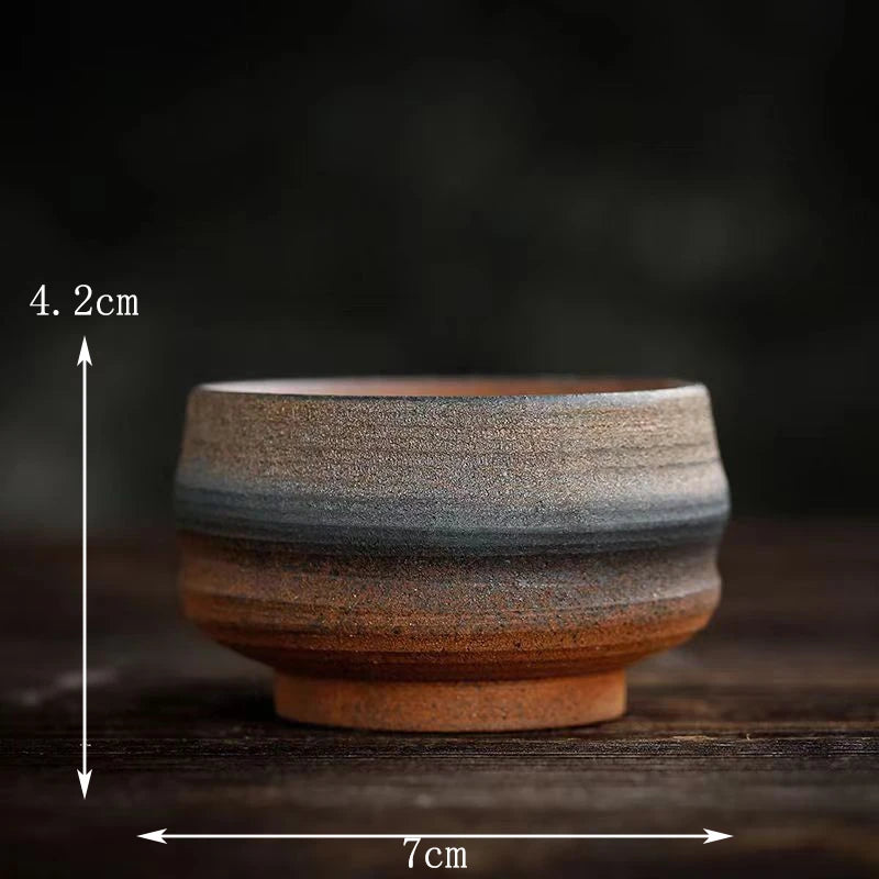 Stoneware Handmade Embossed Heart Sutra Zen Cup Gilding Iron Glaze Master Cup Single Ceramic Personal Cup Tea Cup Tea Bowl