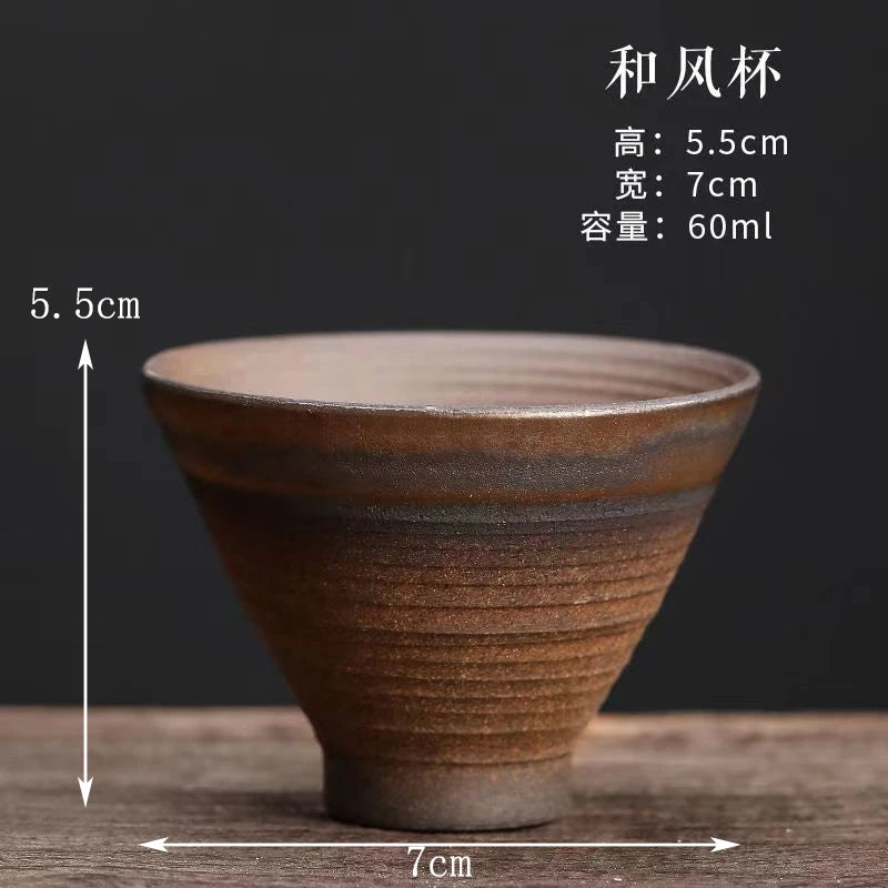 Stoneware Handmade Embossed Heart Sutra Zen Cup Gilding Iron Glaze Master Cup Single Ceramic Personal Cup Tea Cup Tea Bowl