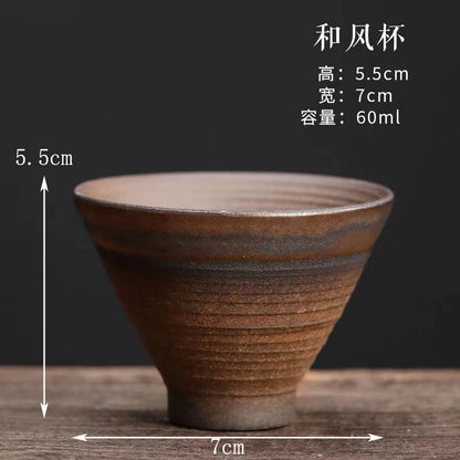 Stoneware Handmade Embossed Heart Sutra Zen Cup Gilding Iron Glaze Master Cup Single Ceramic Personal Cup Tea Cup Tea Bowl