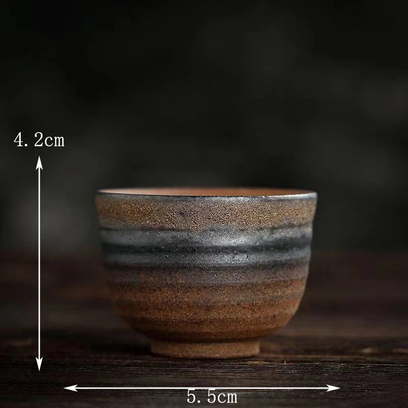 Stoneware Handmade Embossed Heart Sutra Zen Cup Gilding Iron Glaze Master Cup Single Ceramic Personal Cup Tea Cup Tea Bowl