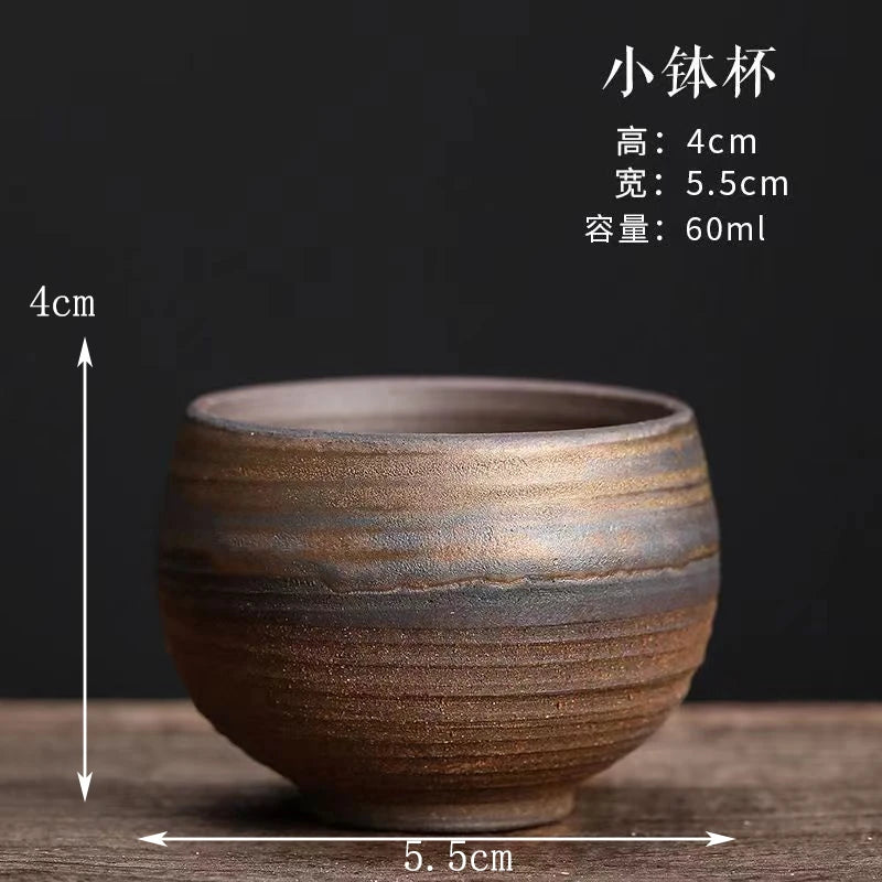 Stoneware Handmade Embossed Heart Sutra Zen Cup Gilding Iron Glaze Master Cup Single Ceramic Personal Cup Tea Cup Tea Bowl