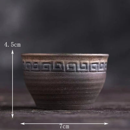 Stoneware Handmade Embossed Heart Sutra Zen Cup Gilding Iron Glaze Master Cup Single Ceramic Personal Cup Tea Cup Tea Bowl
