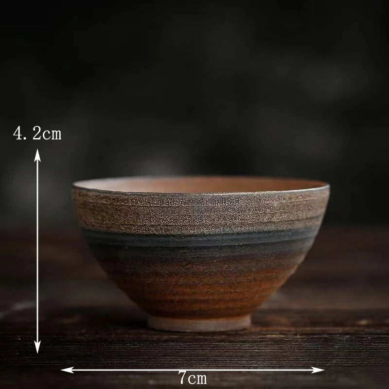Stoneware Handmade Embossed Heart Sutra Zen Cup Gilding Iron Glaze Master Cup Single Ceramic Personal Cup Tea Cup Tea Bowl