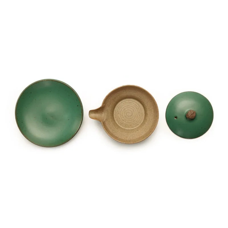 Stoneware Kung Fu Tea Set Ceramic Gaiwan Bowl Hand Grab Pot Bubble Teapot Manual Kiln Discoloration Glaze Tea Bowl