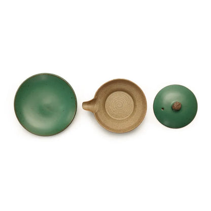Stoneware Kung Fu Tea Set Ceramic Gaiwan Bowl Hand Grab Pot Bubble Teapot Manual Kiln Discoloration Glaze Tea Bowl
