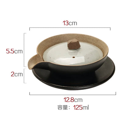 Stoneware Kung Fu Tea Set Ceramic Gaiwan Bowl Hand Grab Pot Bubble Teapot Manual Kiln Discoloration Glaze Tea Bowl