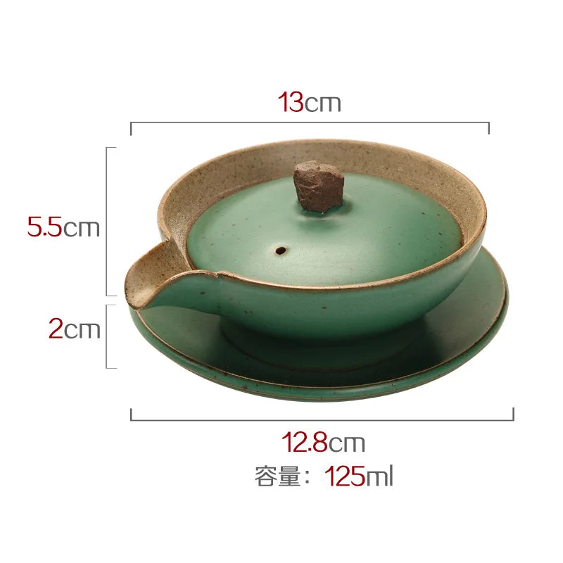 Stoneware Kung Fu Tea Set Ceramic Gaiwan Bowl Hand Grab Pot Bubble Teapot Manual Kiln Discoloration Glaze Tea Bowl