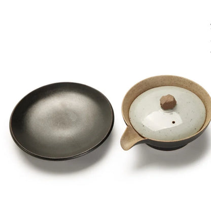 Stoneware Kung Fu Tea Set Ceramic Gaiwan Bowl Hand Grab Pot Bubble Teapot Manual Kiln Discoloration Glaze Tea Bowl