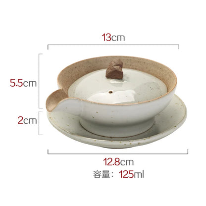 Stoneware Kung Fu Tea Set Ceramic Gaiwan Bowl Hand Grab Pot Bubble Teapot Manual Kiln Discoloration Glaze Tea Bowl