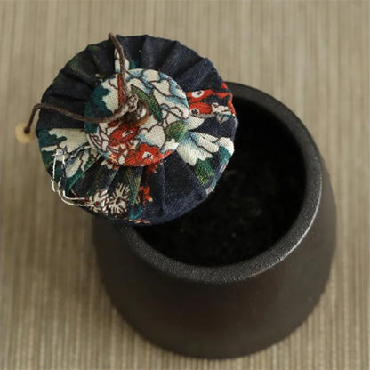 Stoneware Tea Caddy Household Black Pottery Ceramic Storage Box, Portable Sealed Tea Cans, Teaware Accessories, Home Decor