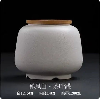 Stoneware Tea Caddy Household Black Pottery Ceramic Storage Box, Portable Sealed Tea Cans, Teaware Accessories, Home Decor
