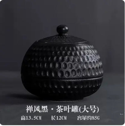 Stoneware Tea Caddy Household Black Pottery Ceramic Storage Box, Portable Sealed Tea Cans, Teaware Accessories, Home Decor
