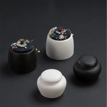 Stoneware Tea Caddy Household Black Pottery Ceramic Storage Box, Portable Sealed Tea Cans, Teaware Accessories, Home Decor