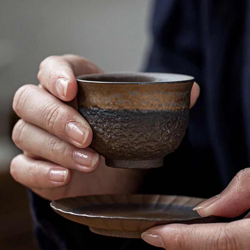Stoneware Tea Cup Master Cup Ceramic Single Cup Small Retro Tea Cup Japanese Home Kung Fu Tea Set