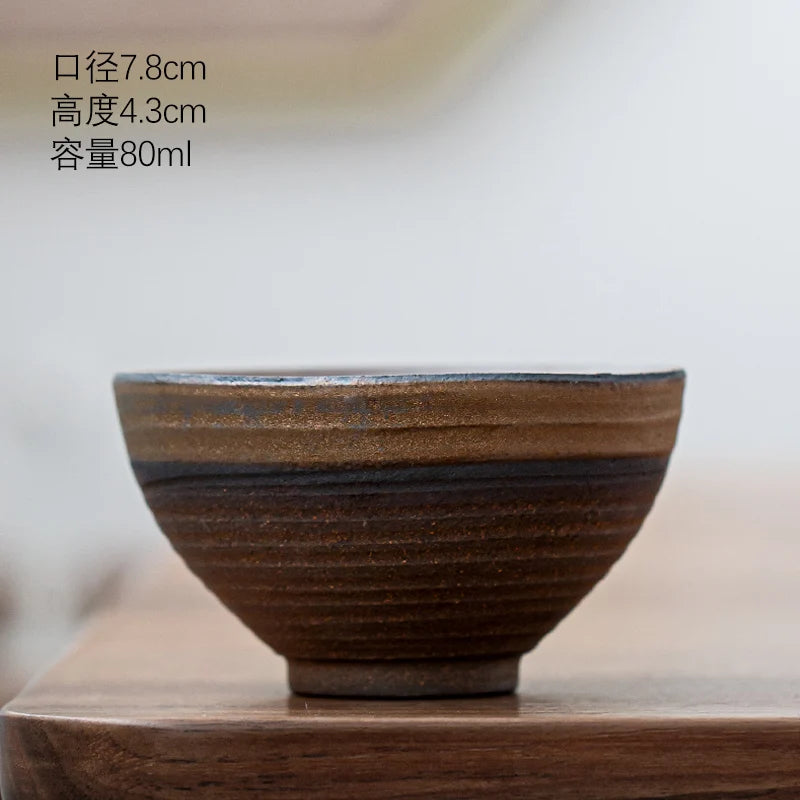 Stoneware Tea Cup Master Cup Ceramic Single Cup Small Retro Tea Cup Japanese Home Kung Fu Tea Set