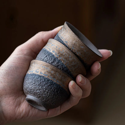 Stoneware Tea Cup Master Cup Ceramic Single Cup Small Retro Tea Cup Japanese Home Kung Fu Tea Set