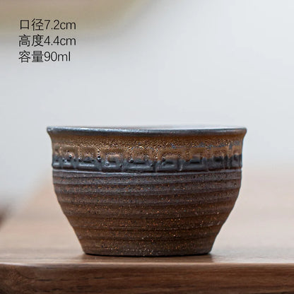 Stoneware Tea Cup Master Cup Ceramic Single Cup Small Retro Tea Cup Japanese Home Kung Fu Tea Set