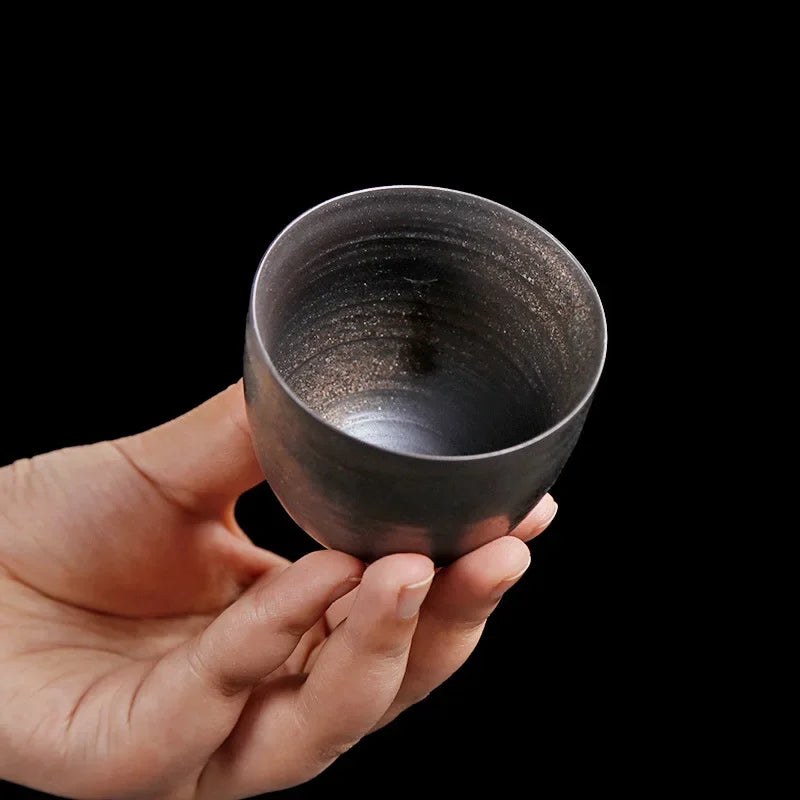 Stoneware Tea Set Master Cup Kung Fu Ceramic Small Single Household Simple Japanese Antique Personalized Cups Teaware Kitchen