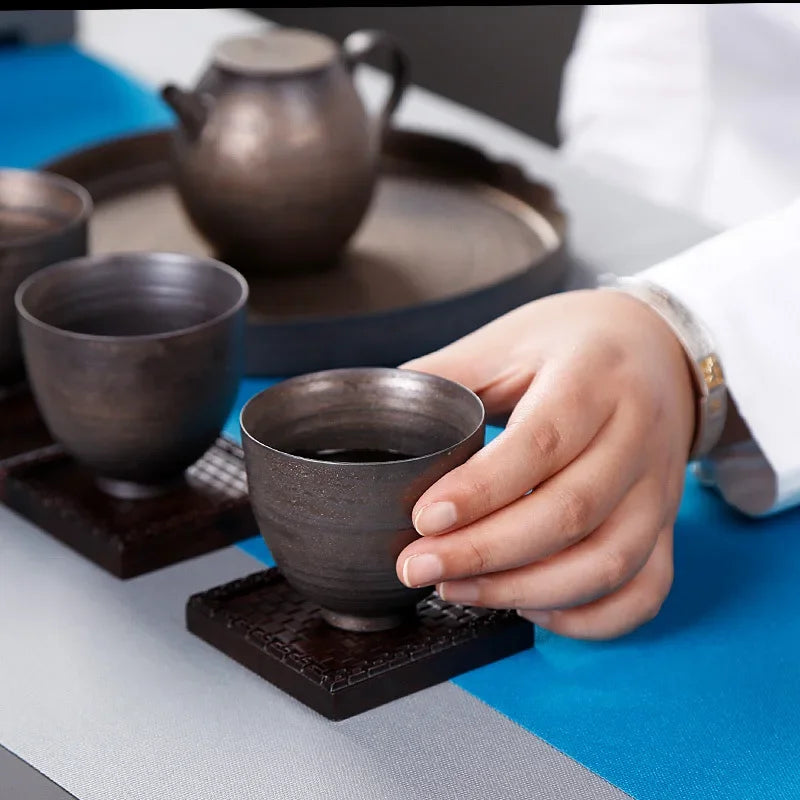 Stoneware Tea Set Master Cup Kung Fu Ceramic Small Single Household Simple Japanese Antique Personalized Cups Teaware Kitchen